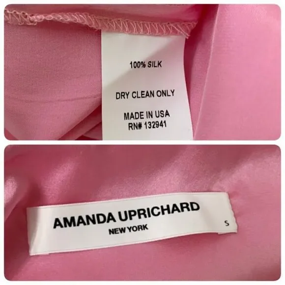 Amanda Uprichard X Revolve Chiara Mini Dress Small in Pink Flamingo Silk Satin